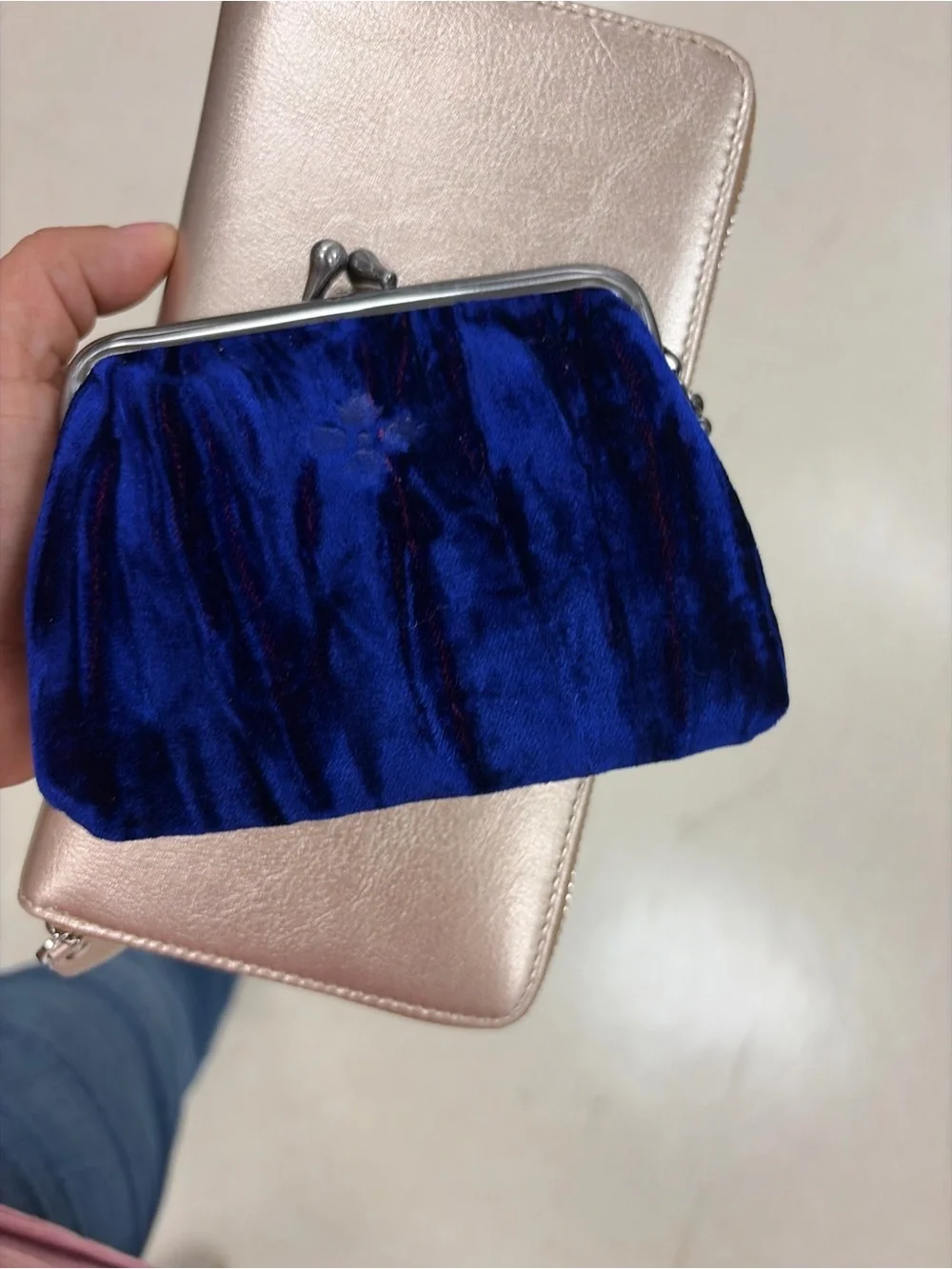 Patricia Nash Deep Blue Velvet Key & Coin Pouch